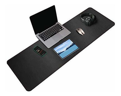 Mouse Pad  120x40cm Cuero Antideslizante Negro Xxl