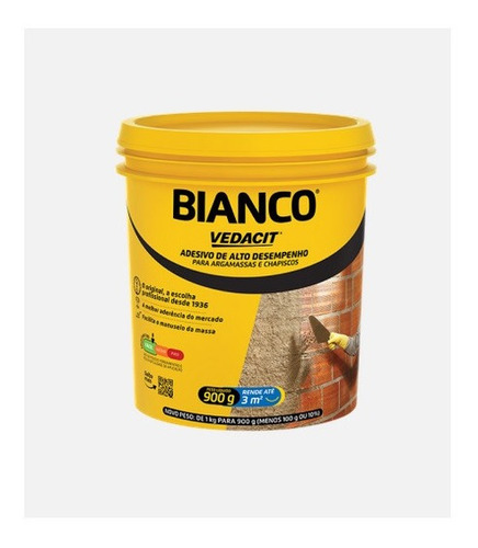 Bianco 900gr Adesivo Aditivo Argamassa Chapisco Vedacit