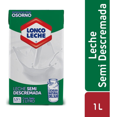 Leche Semidescremada Loncoleche Sin Tapa 1 L