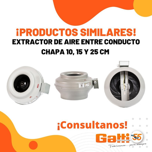 Imagen 8 de 9 de Extractor De Aire Entre Conducto Chapa 31.5 Cm Gatti Vent