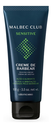 O Boticário Malbec Club Sensitive Creme De Barbear 100g