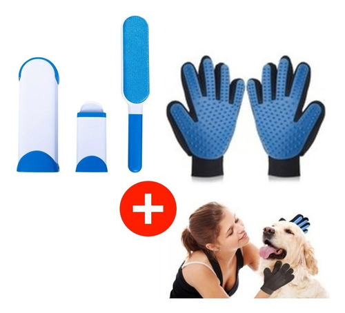 Pack Guante De Silicona Para Mascota + Quita Pelusa