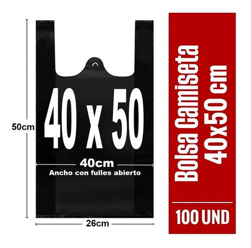 Imagen 1 de 7 de Bolsas Plásticas Tipo Camiseta - 40x50 - 100 Unidades