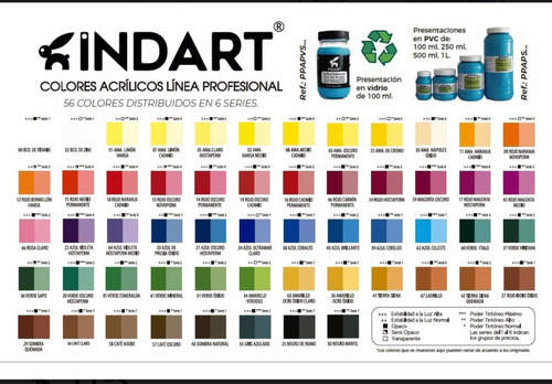 Set De Arte Profesional Indart Con 6 Colores De 100ml