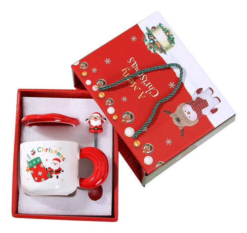 Juego De Tazas Navideñas Con Tapa Y Calcetines Rojos
