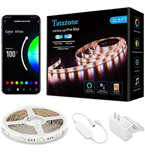 Tatazone Rgbww Smart Led Strip Lights, 32.8ft Tunable White