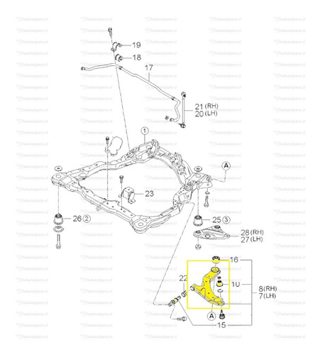 Bandeja Inferior Delantero Kia Cerato 2004-2009, Izquierdo