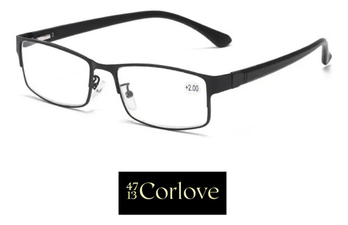 Lente lectura vista cansada armazon oftalmico mujer hombre color negro metalico 2.0