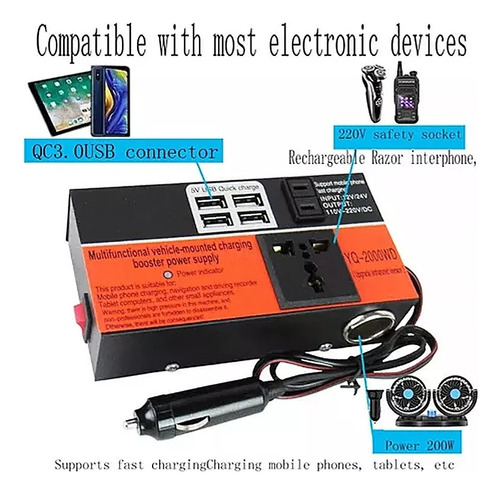 Inversor Voltaje Auto Convertidor Corriente 12v 220v 1.5k