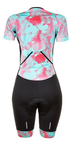 Macaquinho De Ciclismo Feminino Mauro Ribeiro Leaf Azul