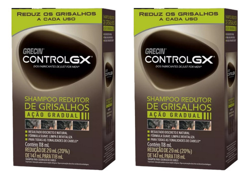 Shampoo Grecin Control Gx Redutor De Grisalhos 118ml-kit 2un