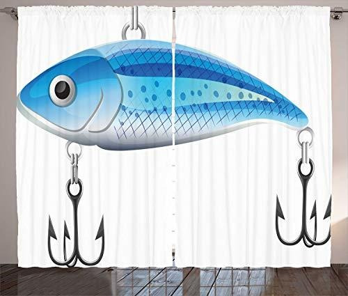 Cortinas De Tema De Pesca Ambesonne, Elementos De 4wqsj