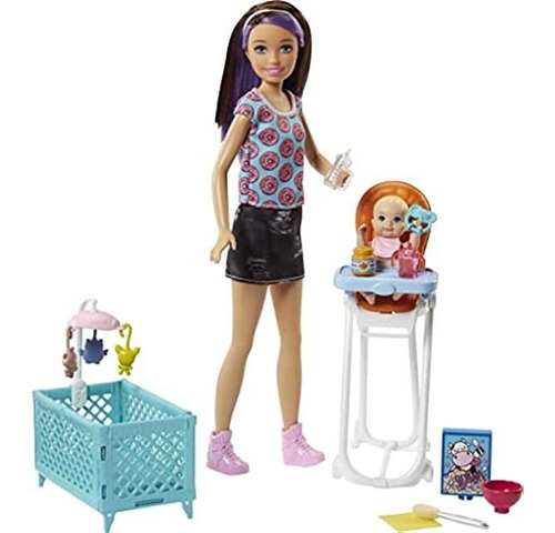 Barbie Juego De Niñera Con Muñeca Skipper, Muñeca De Bebé Q