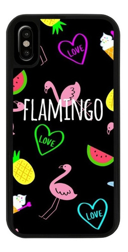 Funda Uso Rudo Tpu Para iPhone Flamingo Ave Frutas Letras