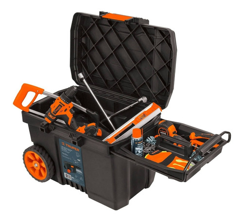 Caja de herramientas Truper CHP-23R de plástico con ruedas 39cm x 58cm x 43cm negra