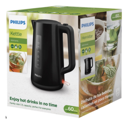 Hervidor Philips 1.7 Lt Apagado Automatico Y Filtro - Negro