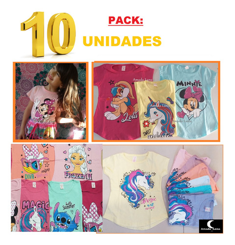 Remera Remeras Camiseta Nena Manga Corta Pack Kit X10 Mayor