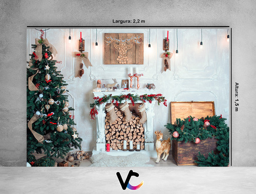 Fundo Fotográfico 2,20 X 1,50 - Cenário Natal 001 Cor Unica Desenho Impresso Natal Branco 012
