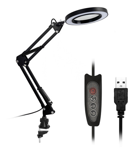 Imagen 1 de 9 de 5x Lupa Lámpara De Escritorio Lupa Led Plegable