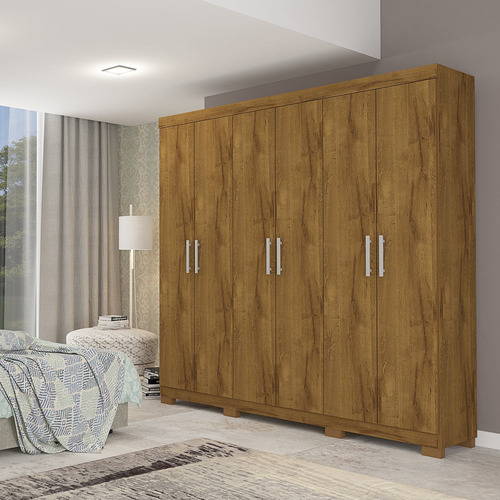 Imagem 2 de 4 de Guarda Roupa Munique 6 Portas 2 Gavetas 100% Mdf - Rovere