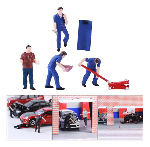 Mini Personaje Diorama Figura Auto Reparador Trabajador Azul