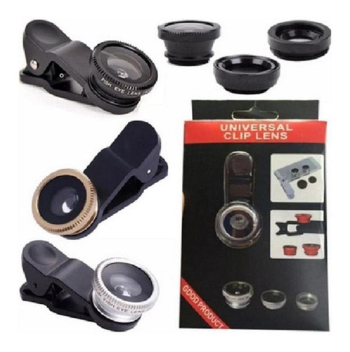 Kit Lente 3 Em 1 Macro Wide Fish Eye Olho De Peixe Universal