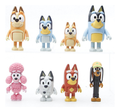 Gifts-q 8pcs Bluey Familia Y Amigos Figura Modelo Juguete