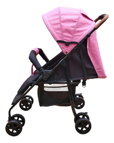 Carriola Para Bebé Prinsel Mónaco Plegable A Una Mano Color Rosa Chasis Negro