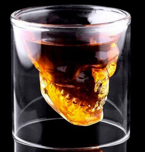 Vaso Grande De Cristal Doomed Fondo De Calavera Color Transparente