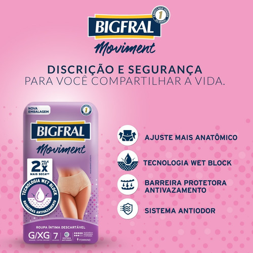 Imagem 3 de 6 de Kit Roupa Íntima Bigfral Moviment Feminina G/xg - 56 Un