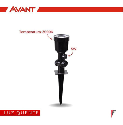 Imagem 2 de 5 de Kit 3 Espeto Jardim Amarela Led Ip65 5w Avant