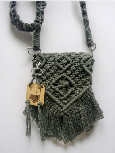 Cartera Bandolera En Macramé Porta Celular 