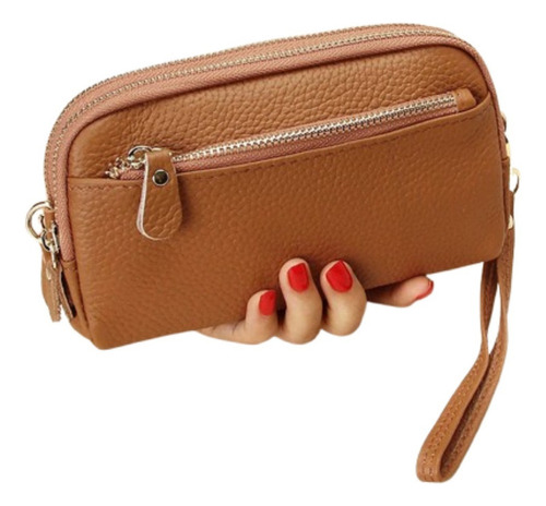 Cartera Grande De Piel Con Cierre, Elegante, Práctica, Se Aj