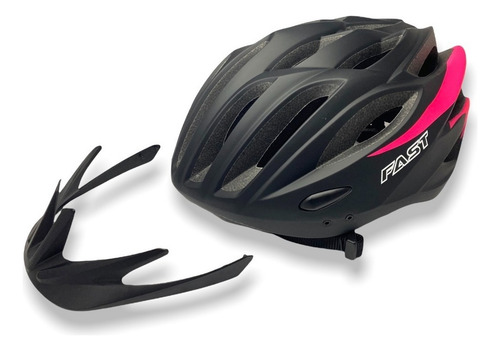 Casco Bicicleta Mtb Ciclismo Regulable Fast Color Negro Y Rosa Talle L