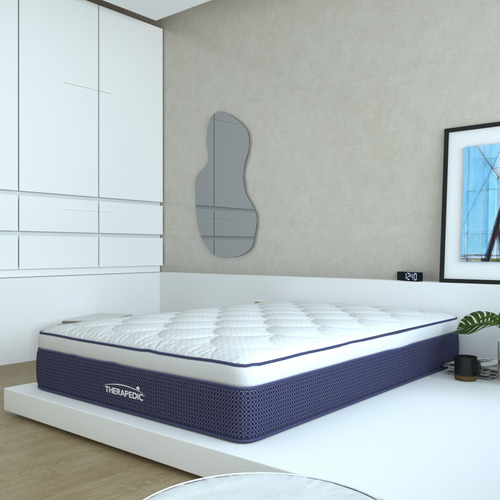 Colchón Queen Size Therapedic Balder Espuma Hipoalergénica Premium De Alta Densidad + 2 Almohadas Memory Foam