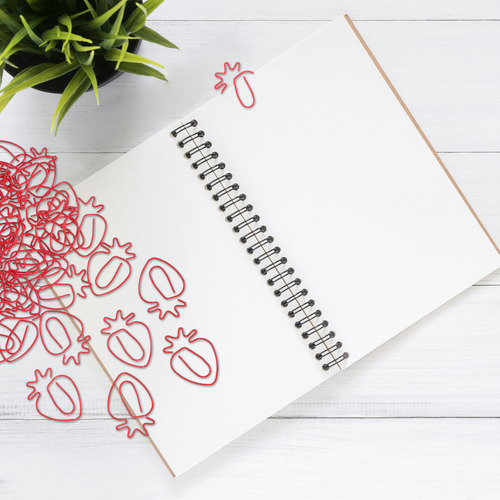 50 Clips De Papel Con Forma De Fresa, Clips De Dibujos Anima