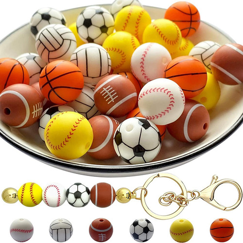 49x Cuentas Deportivas De Silicona Fabricación De Joyas 15