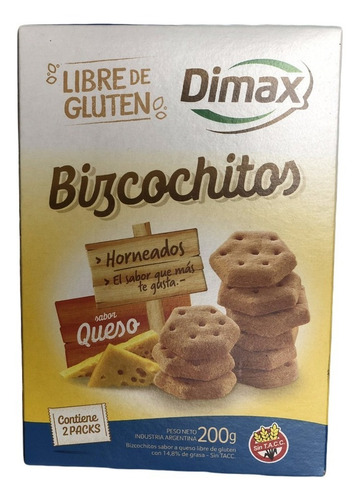 Bizcochos De Queso Dimax Sin Tacc X 200g (6 Unidades)