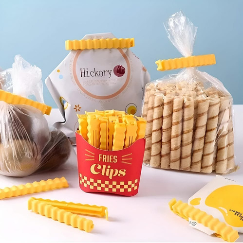 Set De 12 Clip Broches Cierra Bolsas Papas Fritas Imantado Rojo