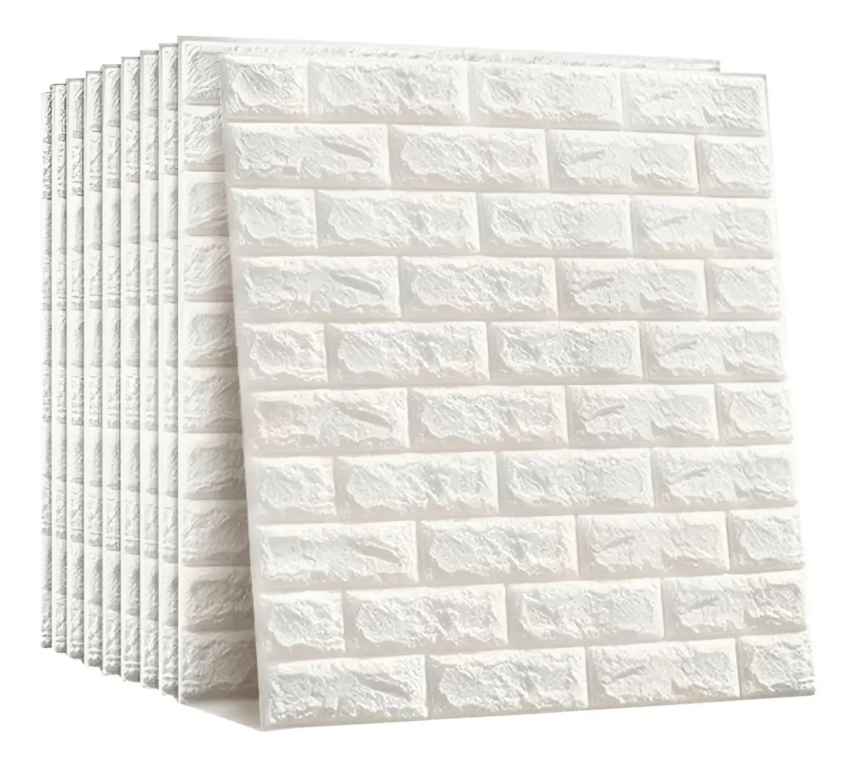 Pack 12 Placas 3d Autoadhesiva Ladrillo Relieve Blanco Soul