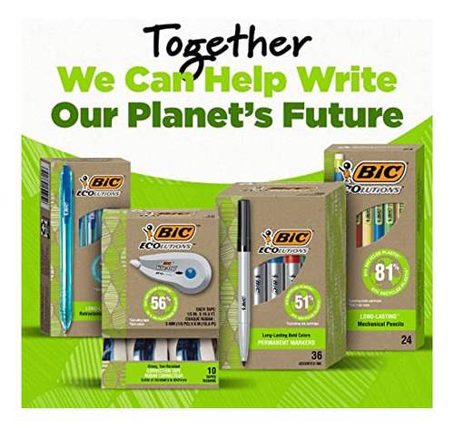 Bic Ecolutions Portaminas Con Borradores, Con Cuerpo Colorid