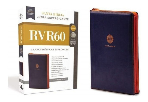 Biblia Super Gigante - Piel Azul Con Cierre - Rv 1960