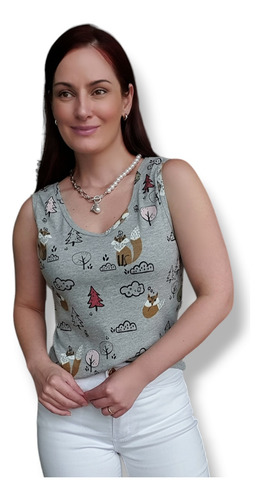Kit 5 Regata Moda Feminina Básica Estampada Malha