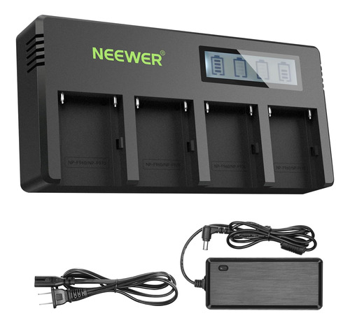 Cargador De Batería Np-f Newer De 4 Canales Con Un Adaptador