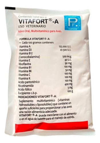 Vitafort A 100 Gr Vitaminas Para Aves