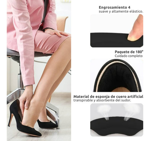 4 Pares Almohadillas Talón Confort Para Calzado Suelto Color