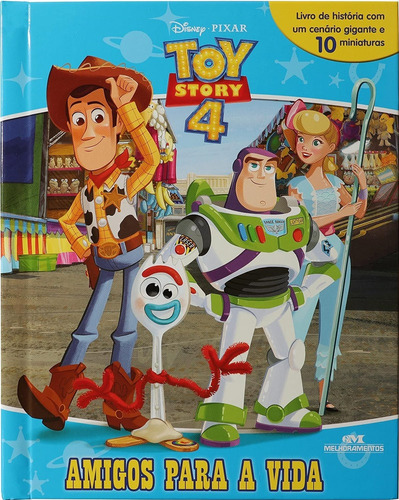 Livro - Toy Story 4 Amigos Para A Vida Com Ilustrações + Cenário Gigante + 10 Miniaturas De Personagens - Oficial Disney