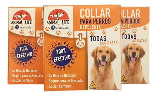 Pack X5 Collar Anti Pulgas Repelente Garrapatas Perro Acción