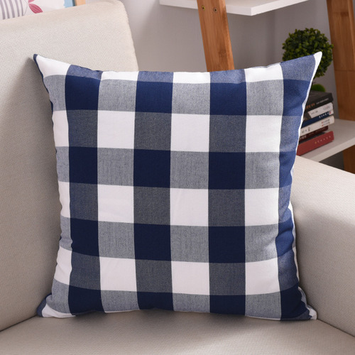 Fundas De Almohada Lino A Rayas Azul Oscuro Navidad 6 Piezas