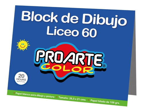 Block De Dibujo Liceo N°60 20 Hojas Proarte Pack X 3